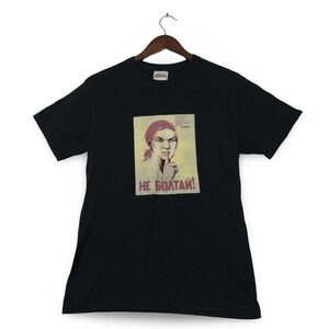 Vintage Hanes Heavyweight Shirt S Black Soviet Propaganda Poster Graphic Cotton
